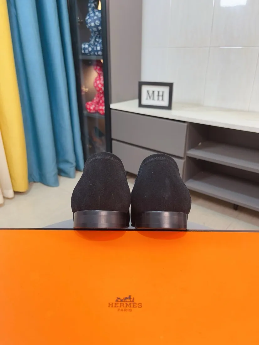 Men's shoes 💰560🌹🌹Niuli "HERMES" Hermès business leather shoes, original factory configuration, original imported cowhide upper + luxury hardware logo + fully imported original customized cowhide lining, sole: rubber wear-resistant outsole, difficult craftsmanship, original factory follow-up goods, 🔍🔍high quality code number: 38-44 45 can be customized